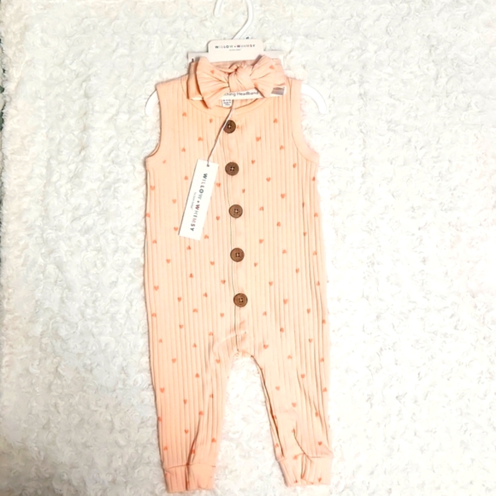 NWT Baby girl one piece with headband